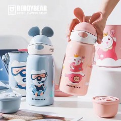 韩国正品杯具熊儿童保温杯带吸管男女宝宝兔子水杯316钢
