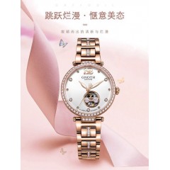 新款格诺手表镂空镶钻女透底正品全自动机械表时尚防水女表8115