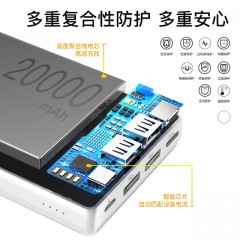 倍思 小简系列3A三输出快充移动电源20000毫安双向充电手机充电宝